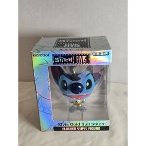 2024 Kidrobot Bhunny STITCH-ELVIS BLUE HAWAIIAN 4" Flocked Vinyl Figure BrandNew